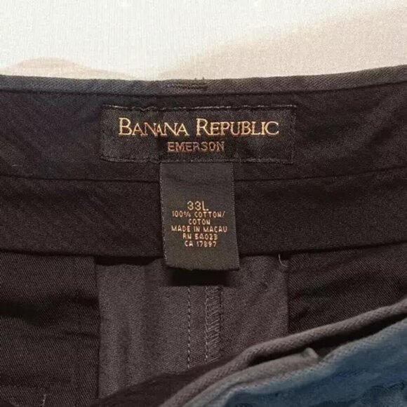 Banana Republic Men's Sz 33x30 Emerson Straight Flat Front Gray Navy Chino Pants - Picture 11 of 12